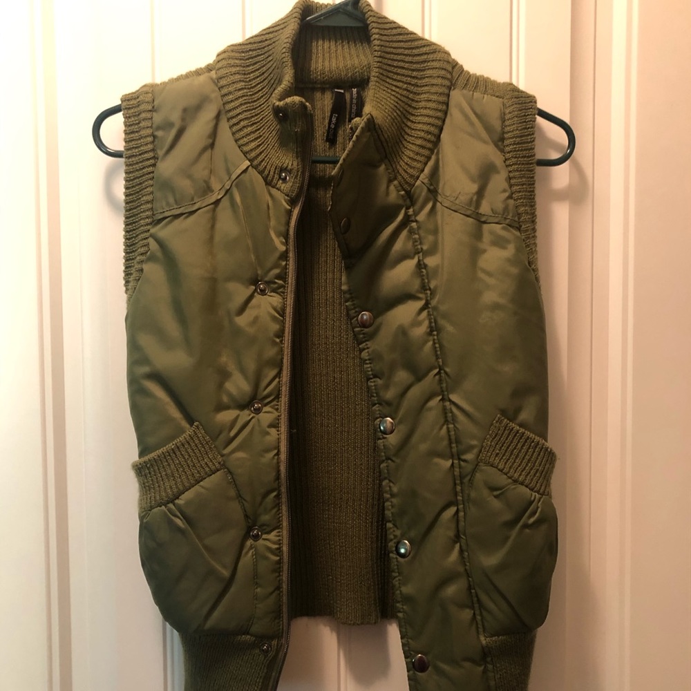 Green Puffer/Knit Vest